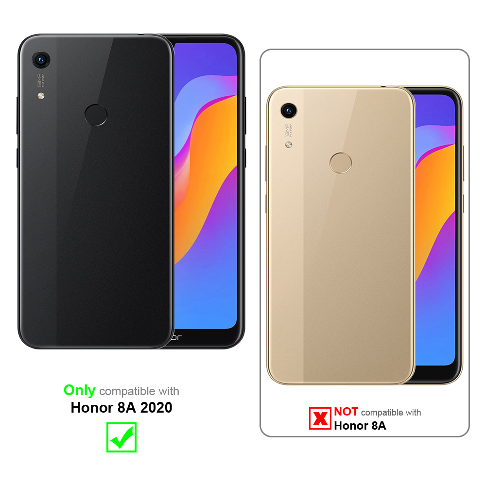 Due telefoni, nero e oro, affiancati. Testo: Solo compatibile con Honor 8A 2020. Non compatibile con Honor 8A.