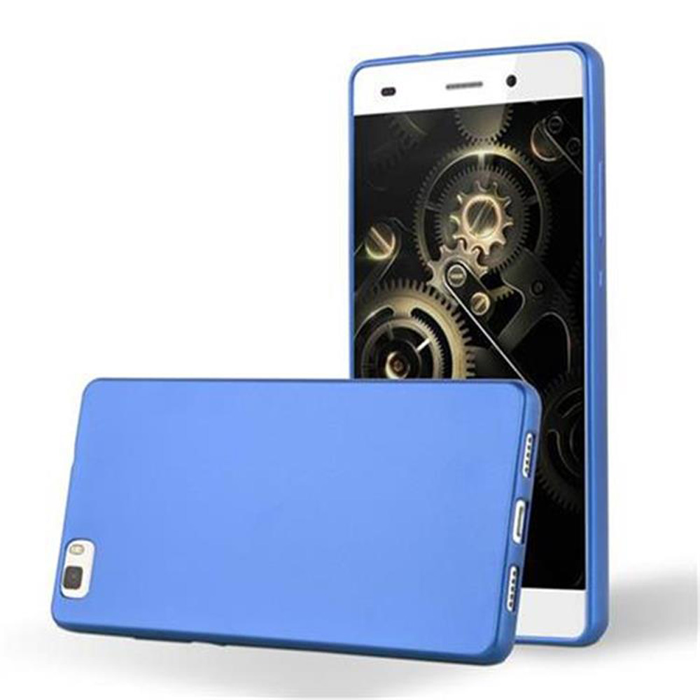 Teléfono azul con una cubierta desmontable a juego.