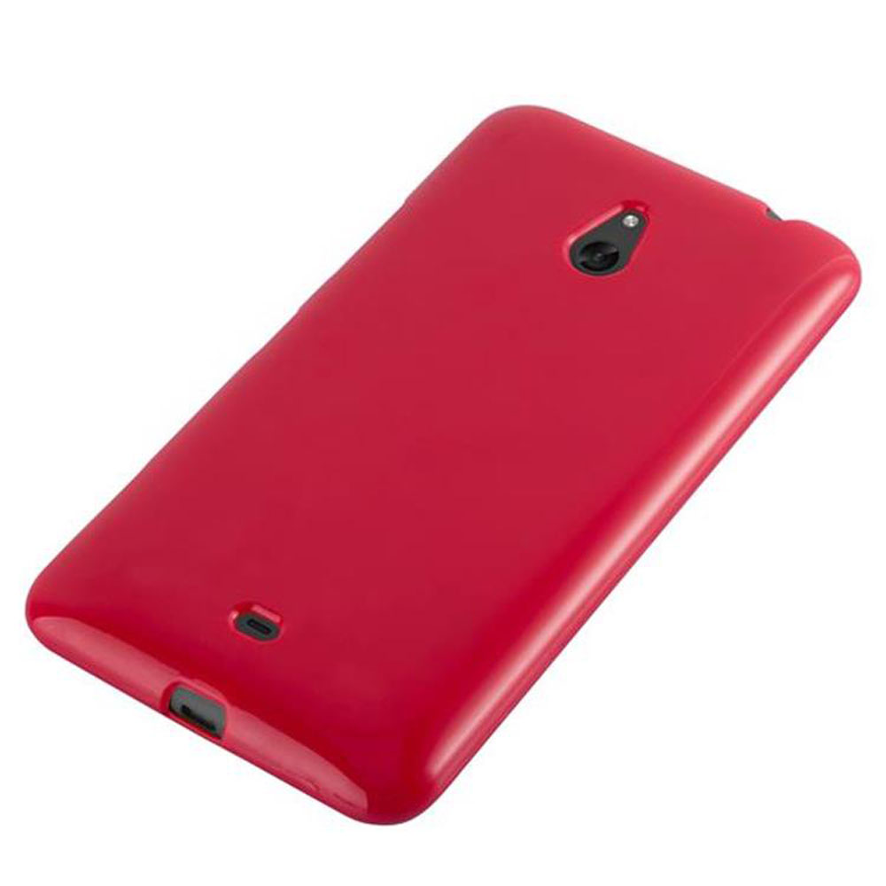 Coque de téléphone rouge avec trou pour caméra et boutons. Sur fond blanc.