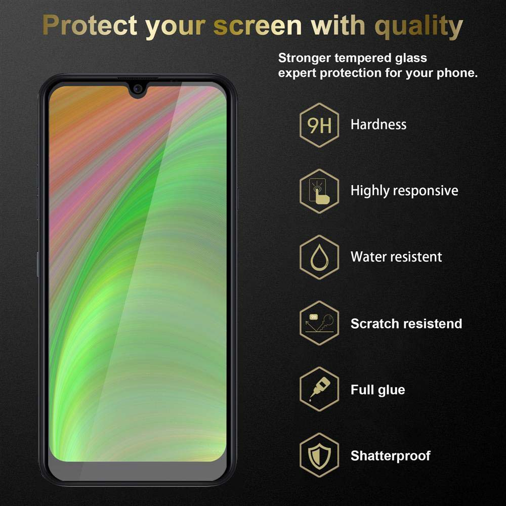 Schermo di smartphone, con sfondo giallo e arancione e icone di protezione accanto.