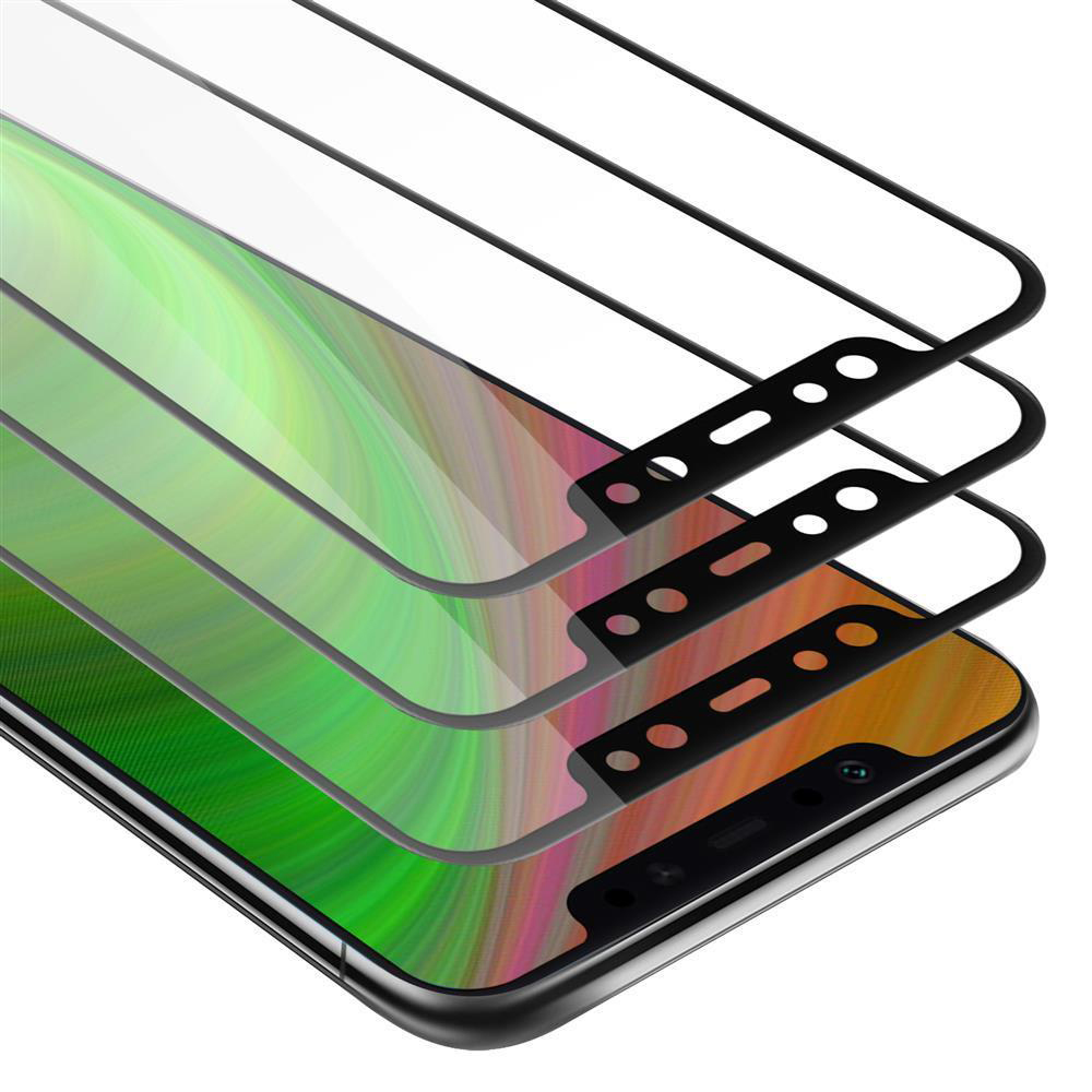 Tre protezioni per lo schermo, che mostrano i loro strati e il design, con uno sfondo colorato.
