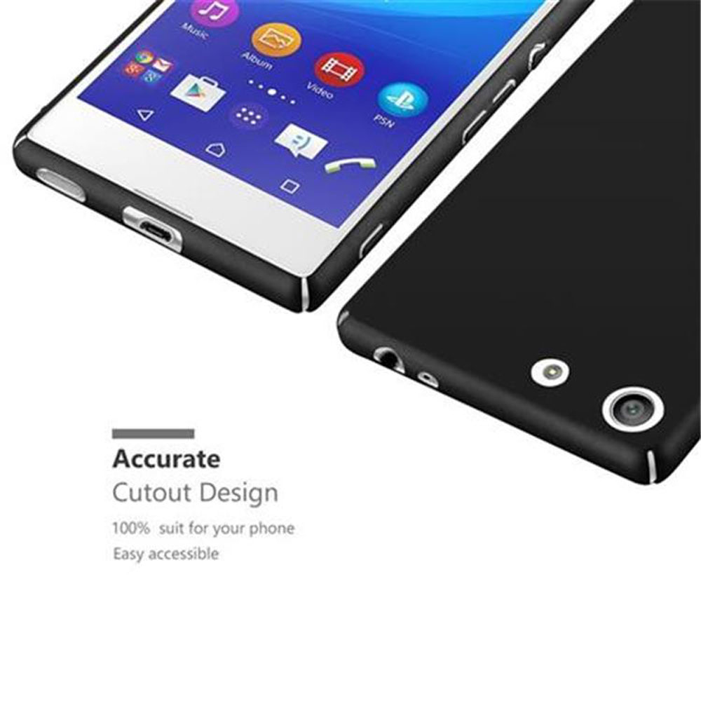 Teléfono y funda negros, con el teléfono encima de la funda. Diseño de corte preciso resaltado.