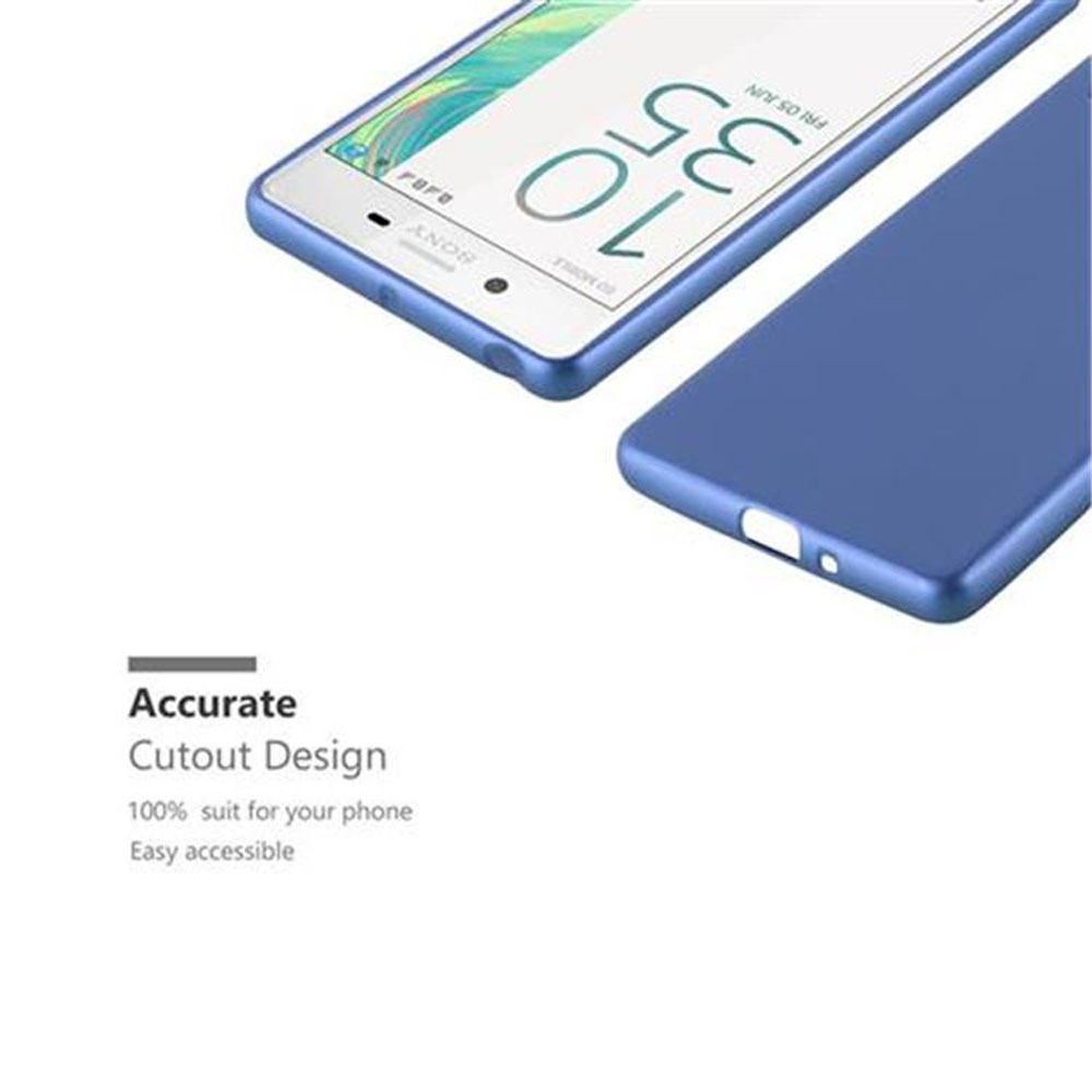 Vengono mostrati una custodia blu per telefono e un telefono con uno schermo. Il testo recita Accurate Cutout Design.