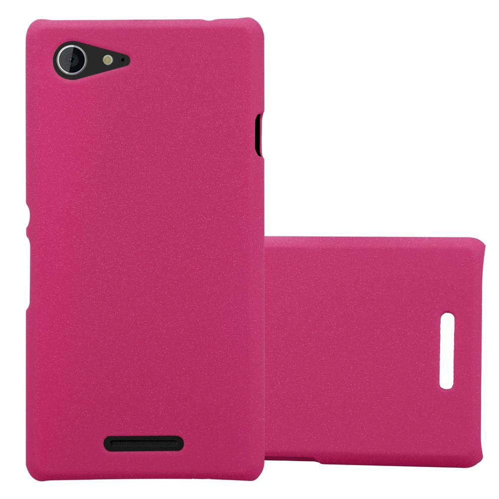 Zwei magenta Handyhüllen. Eine aufrecht, die andere horizontal.