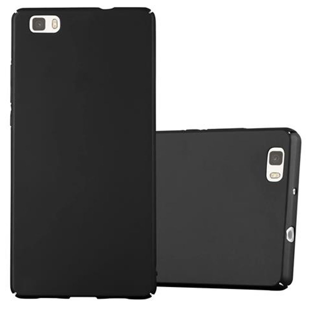 Dos fundas negras para teléfono. Una vertical y otra de lado. Ambas tienen recortes para la cámara.