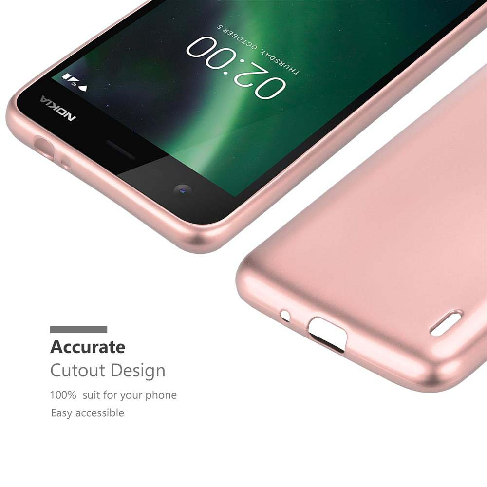 Ein rosafarbenes Handy-Case und ein Handy. Das Telefon zeigt die Uhrzeit an. Text darunter lautet 'Genaue Aussparungsdesign'.