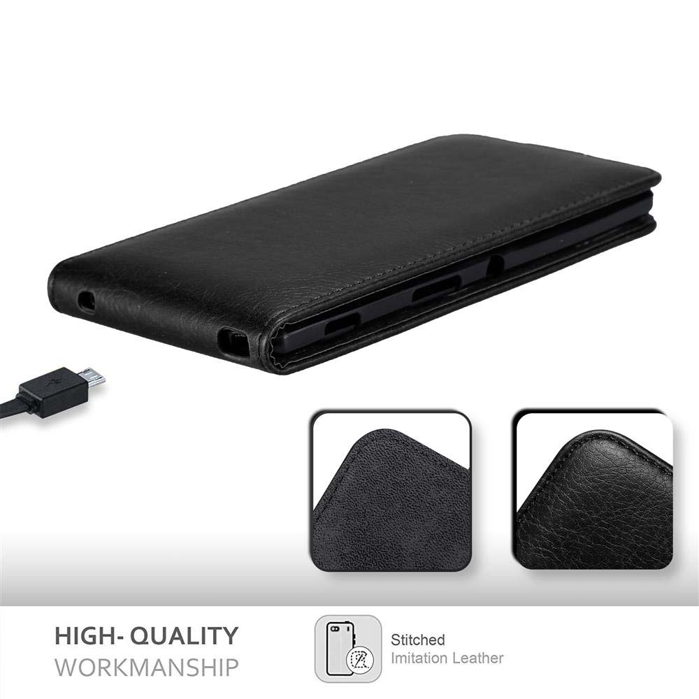 Funda de teléfono negra con puerto de carga, cable USB. Mano de obra de alta calidad, cuero de imitación.
