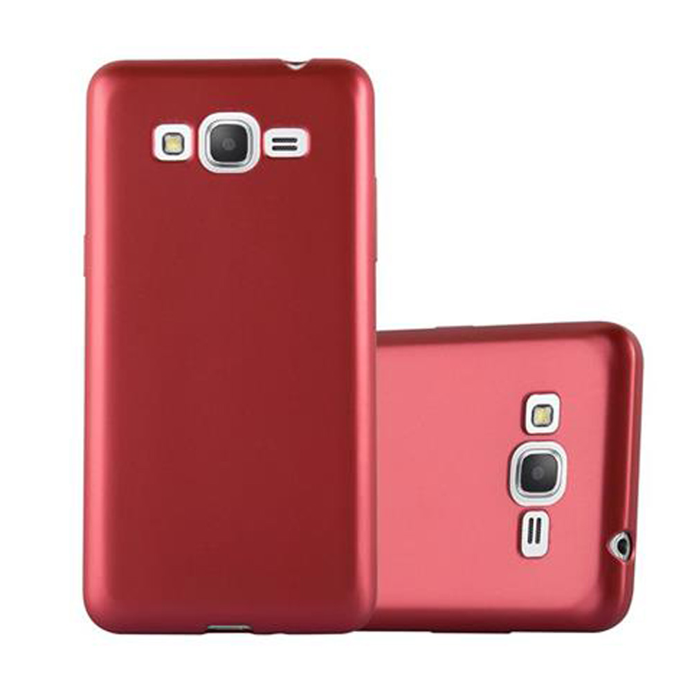 Dos fundas rojas para teléfono. Una de pie, otra acostada.