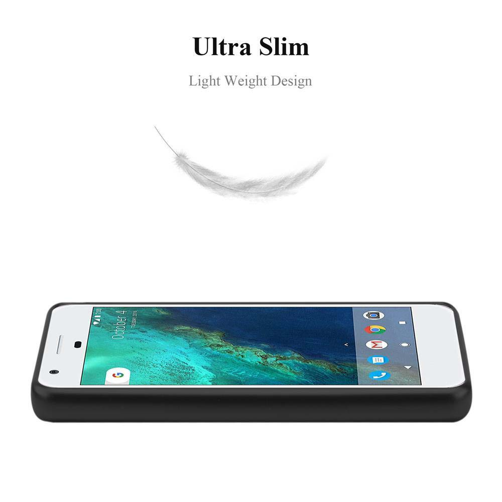 Custodia nera con piuma. Testo: Ultra Slim, Design leggero.