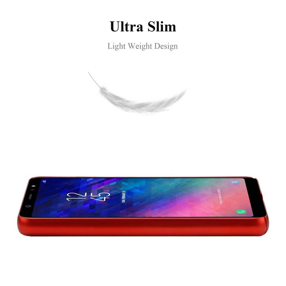 Rote Handyhülle mit Telefon. Eine Federgrafik und der Text 'Ultra Slim' werden angezeigt.