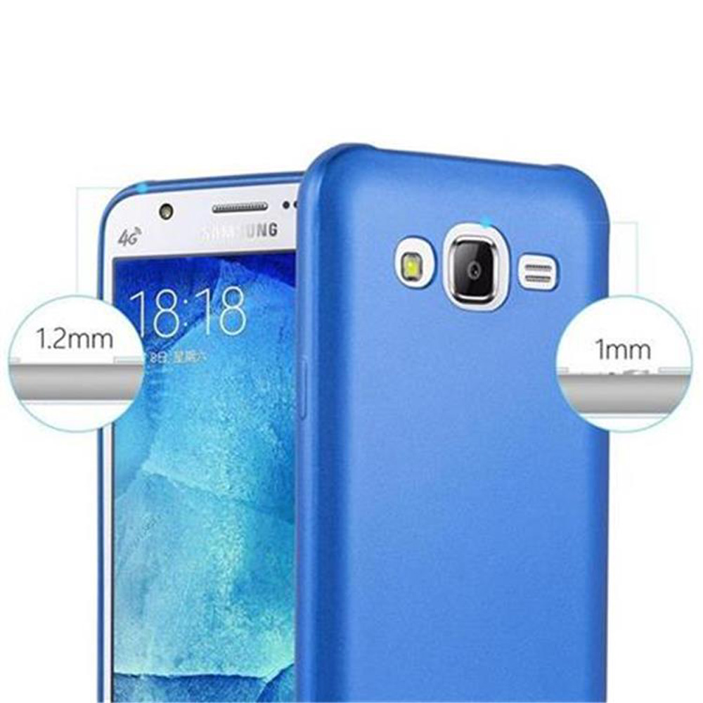 Due telefoni, una custodia blu. I telefoni mostrano l'ora. Sono visibili misure di 1,2 mm e 1 mm.
