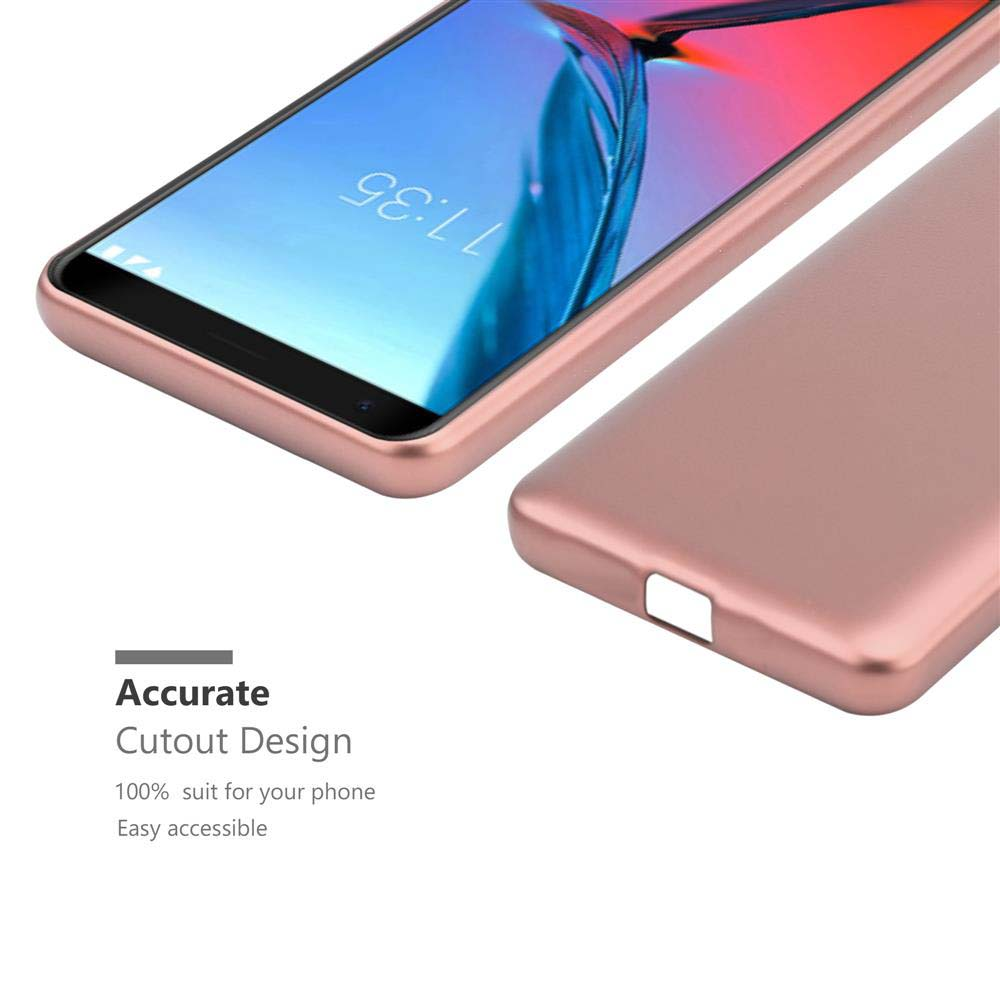 Telefon und Hülle zeigen ein präzises Ausschnittdesign. Das Telefon ist roségoldfarben.