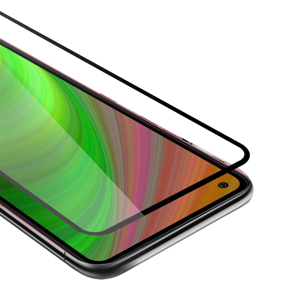 Un telefono con un proteggi schermo applicato, con i bordi del proteggi schermo visibili.