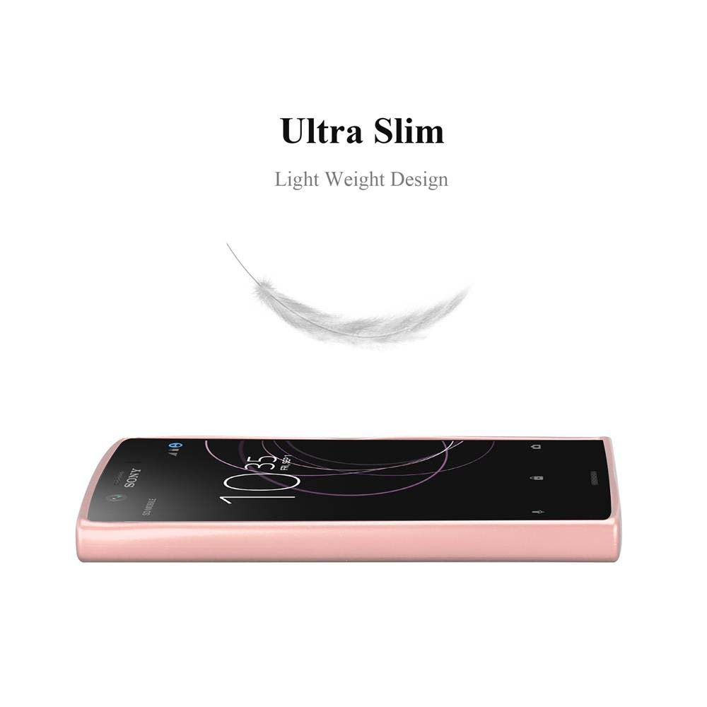 Un telefono con custodia rosa è mostrato di lato. Il testo dice 'Ultra Slim'.