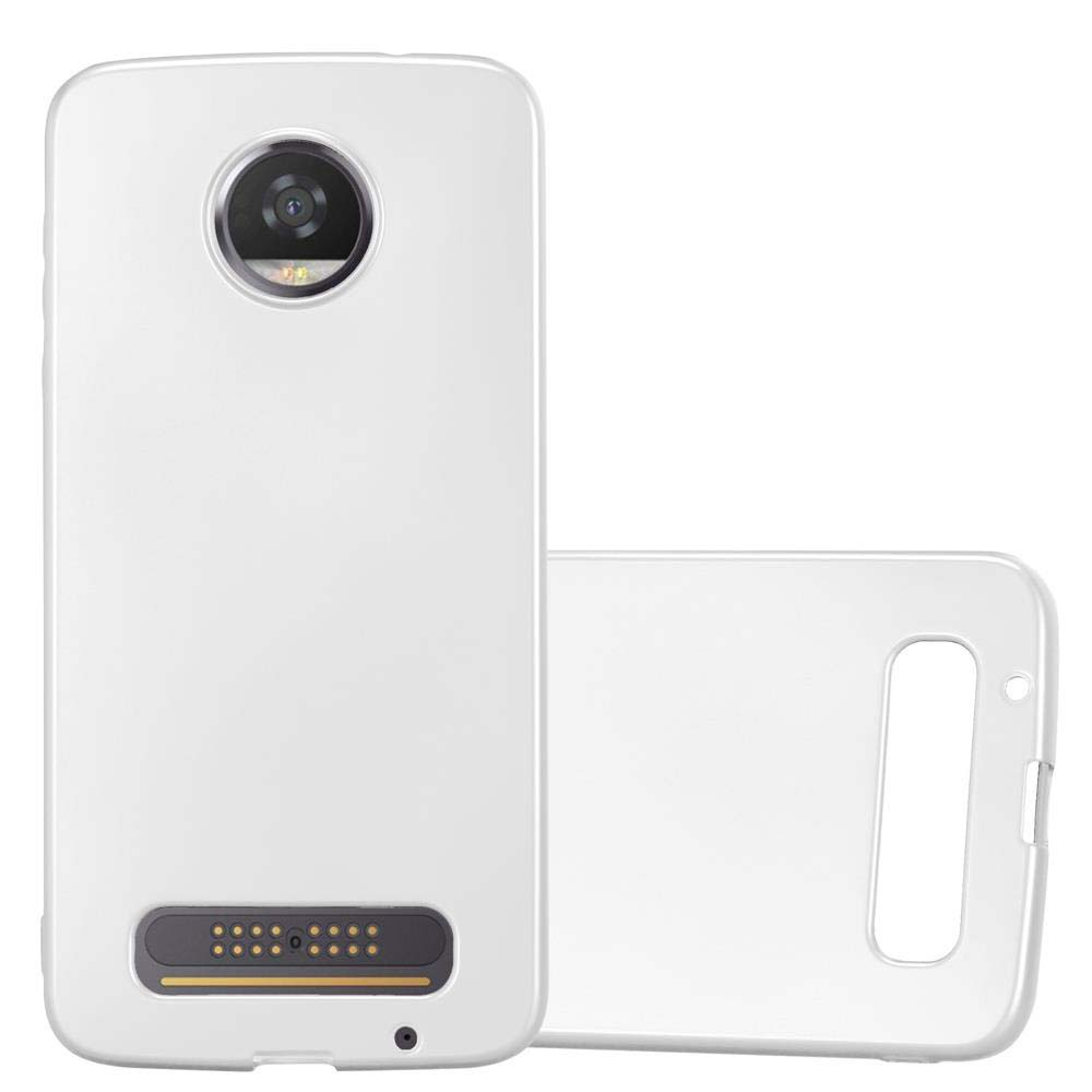 Se muestra una funda blanca y una cubierta trasera. La funda es para un teléfono con cámara.