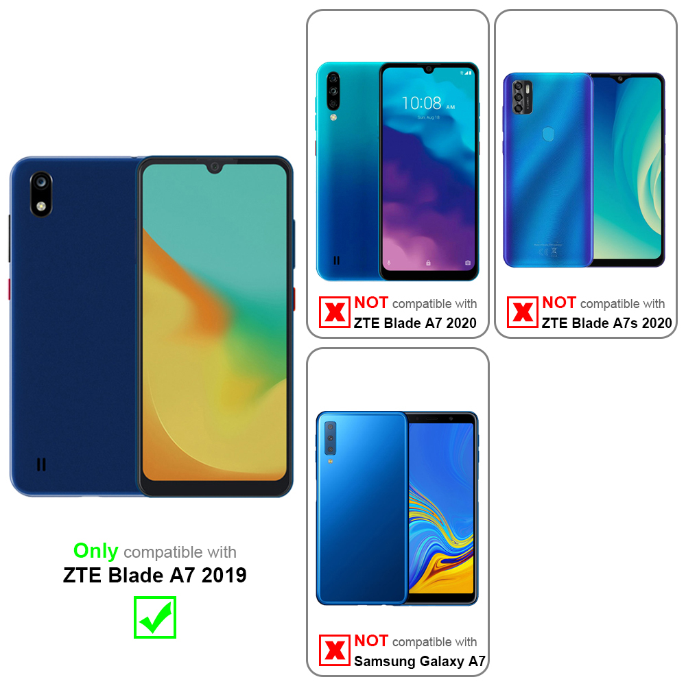 Bilder, die kompatible Telefone vergleichen. ZTE Blade A7 2019 ist kompatibel, andere nicht.