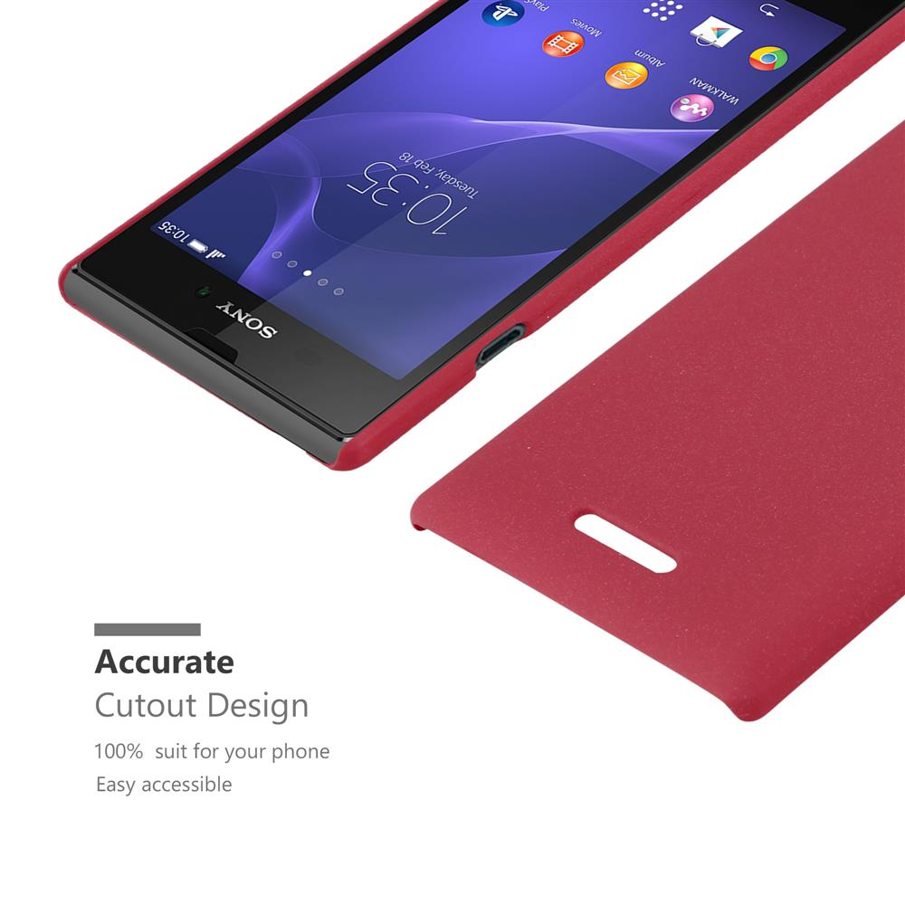 Rotes Telefon und Hülle. Telefon zeigt Uhrzeit und Datum, mit roter Hülle.