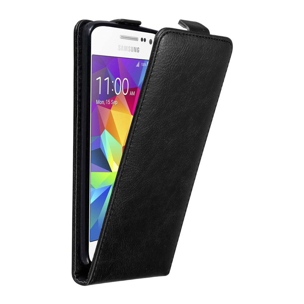 Una funda de teléfono negra abierta para revelar un teléfono Samsung. La hora en el teléfono es las 11:00 AM.