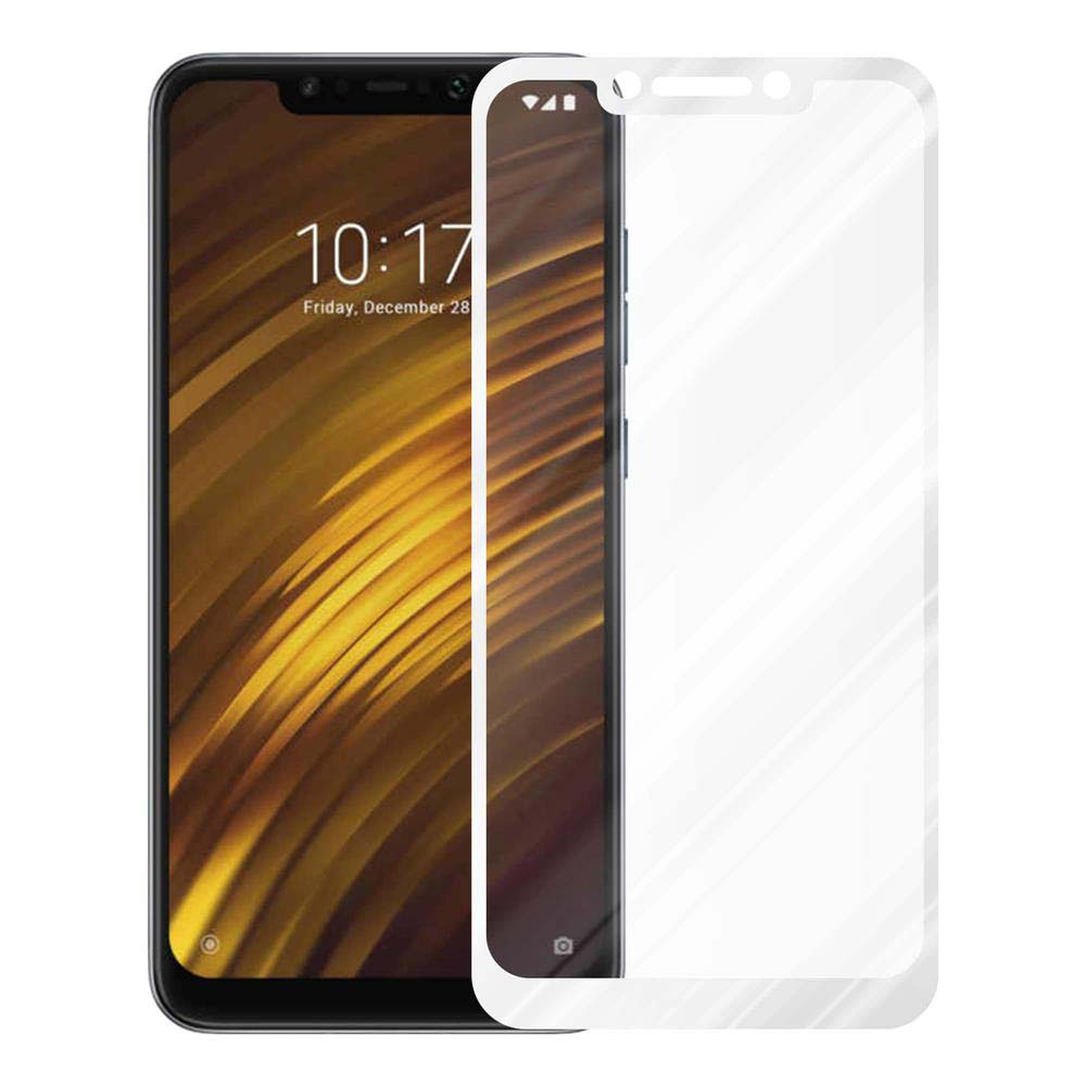 Telefono con protezione schermo, che mostra l'ora, e una cornice bianca.