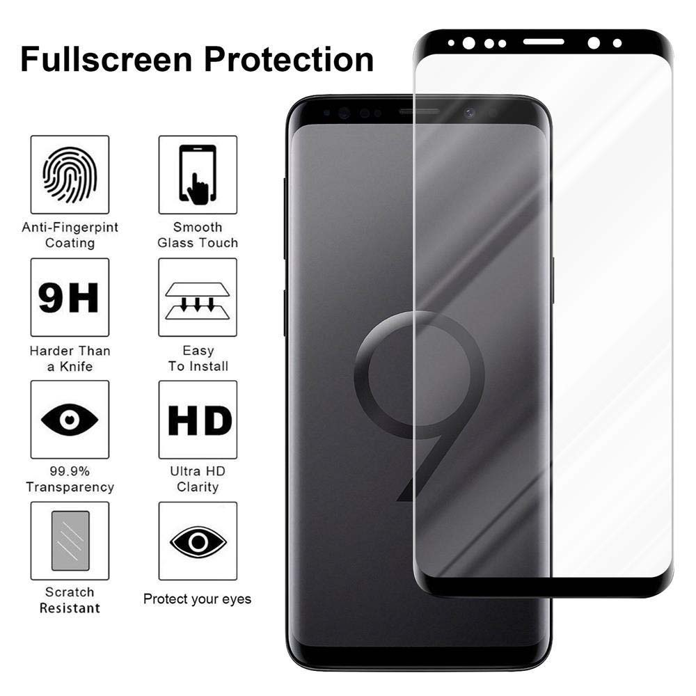 Un telefono con protezione schermo. Testo: Protezione a schermo intero. Icone: anti-impronta, chiarezza HD.