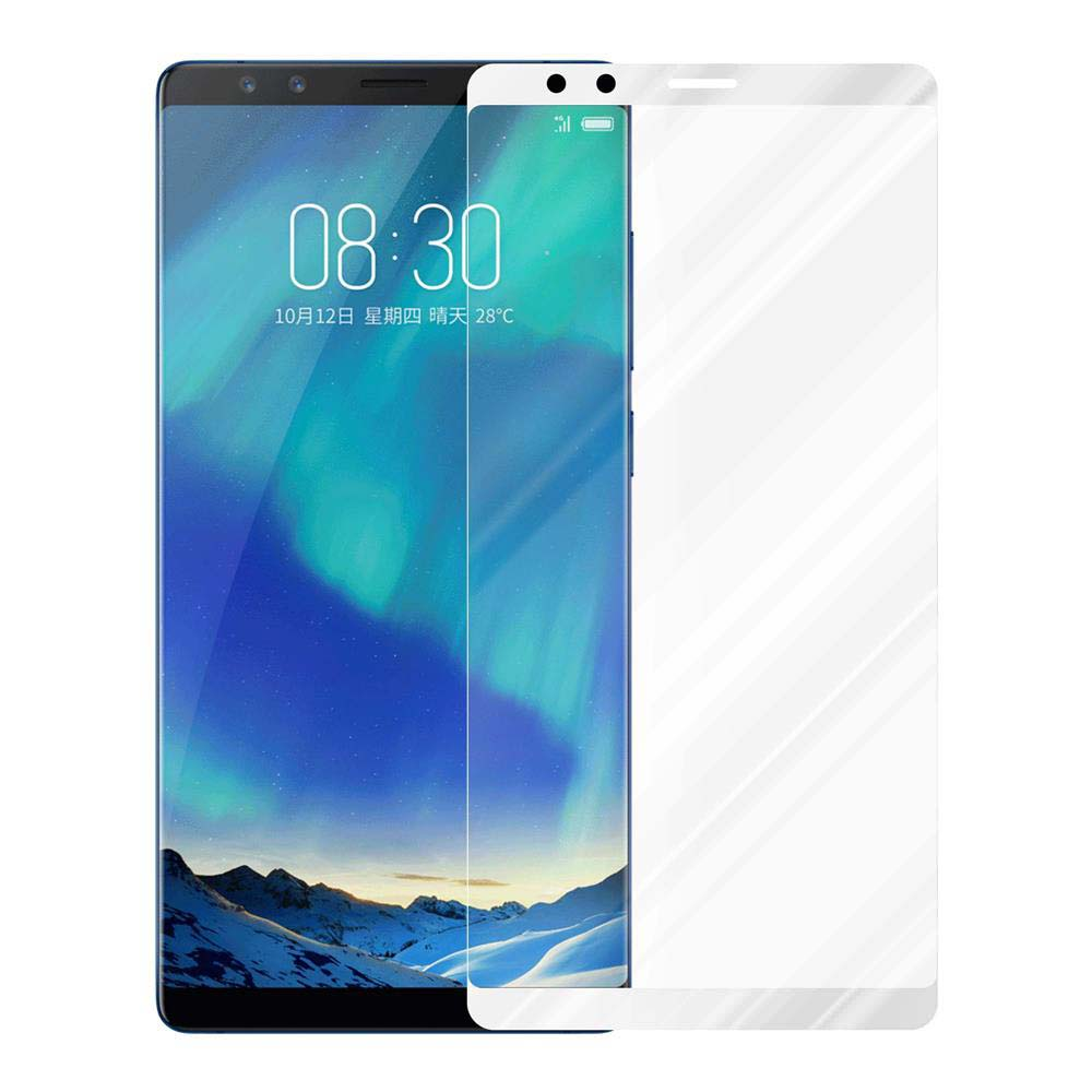 Un telefono con protezione schermo applicata. Vengono visualizzati l'ora e la data. La protezione è trasparente.