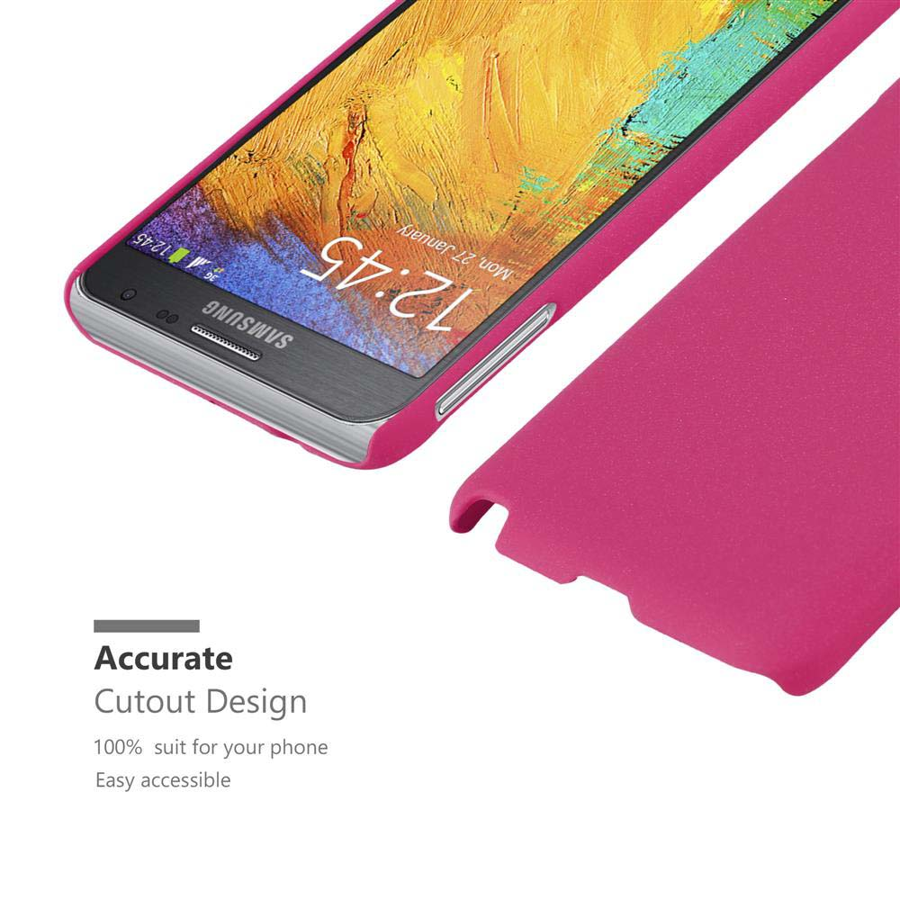 Rosa Handyhülle mit einem Samsung-Handy. Der Bildschirm zeigt die Uhrzeit an. Die Hülle ist offen. Präzises Ausschnittdesign.