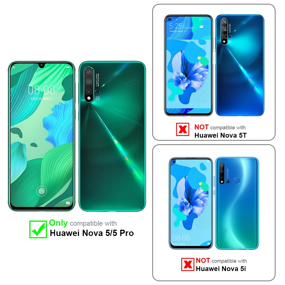 Das Bild zeigt die Telefonkompatibilität, Huawei Nova 5/5 Pro ist kompatibel, Nova 5T/5i nicht.