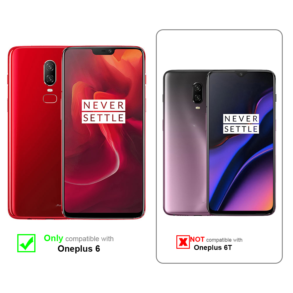 Confronto di telefoni. Uno è compatibile, l'altro no. Testo: OnePlus 6