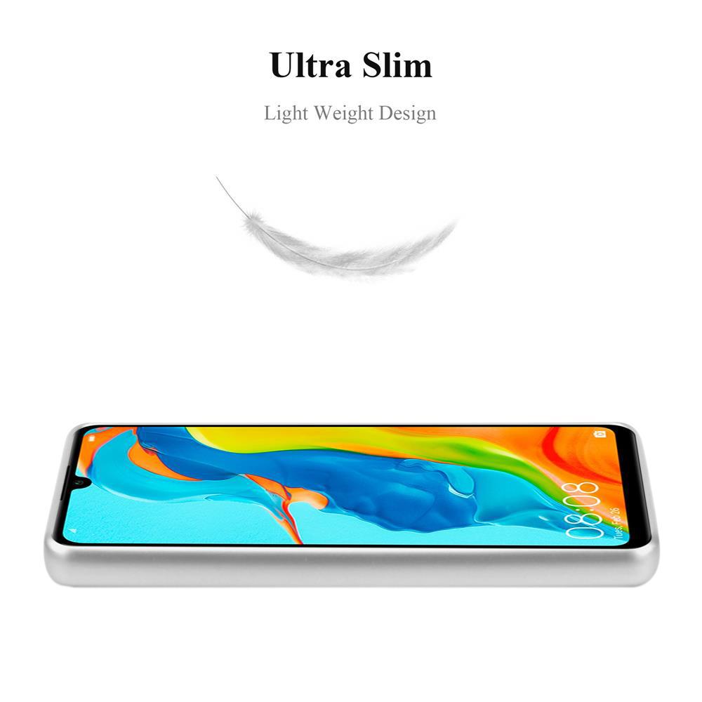 Viene mostrato un telefono con cornice argentata. Una piuma fluttua sopra il telefono. Il testo recita 'Ultra Slim'.