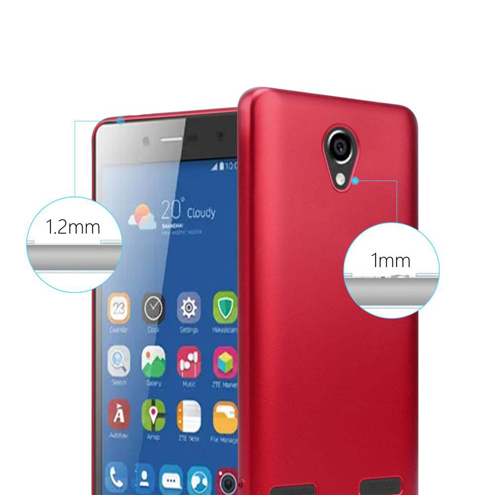 Eine rote Handyhülle bedeckt ein Telefon. Der Bildschirm ist eingeschaltet. Das daneben liegende Telefon hat auch einen Bildschirm.