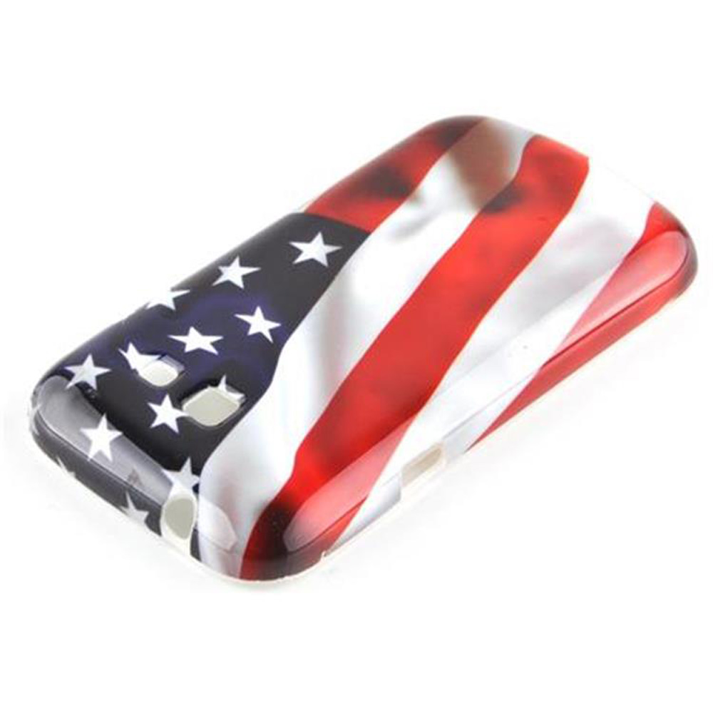 Una custodia per telefono con la bandiera americana. La custodia è su uno sfondo bianco.