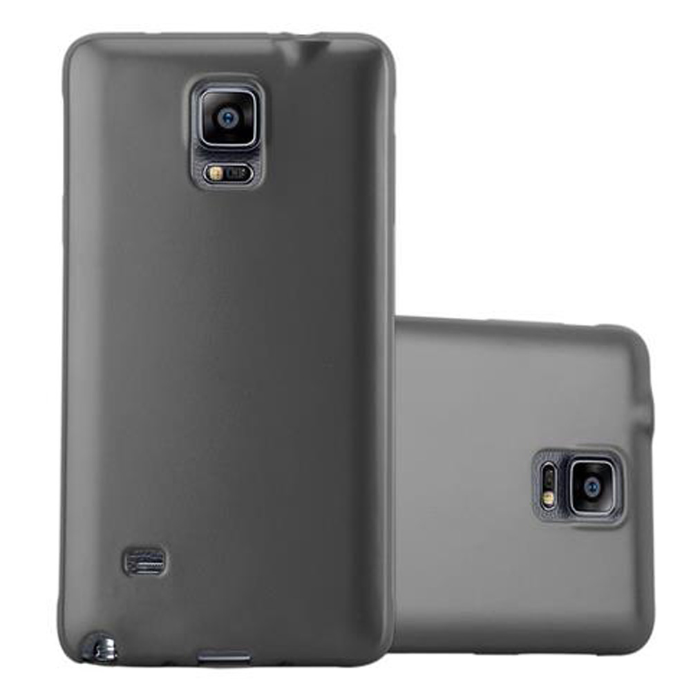 Zwei dunkelgraue Handyhüllen. Eine mit Telefon, eine ohne. Beide mit Kamera.