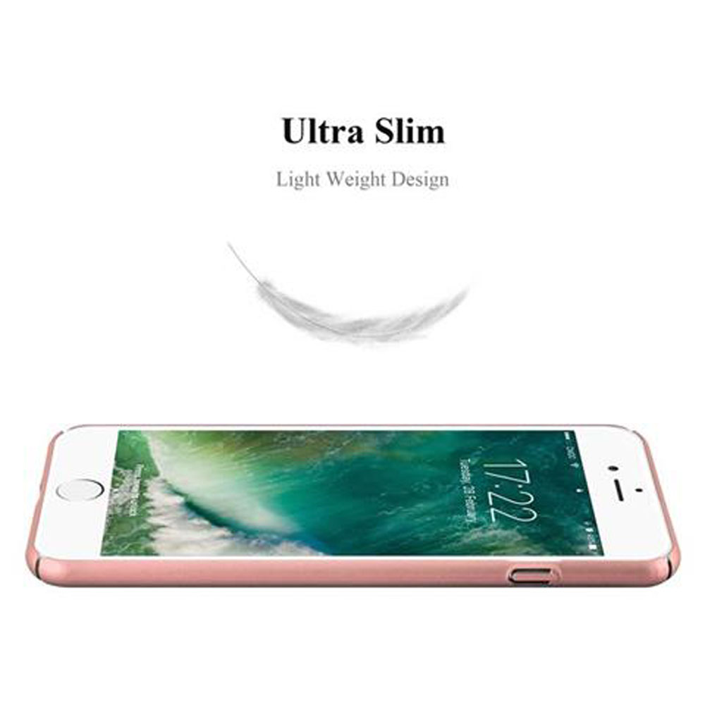 Telefono rosa in una custodia. La custodia è ultrasottile e leggera.