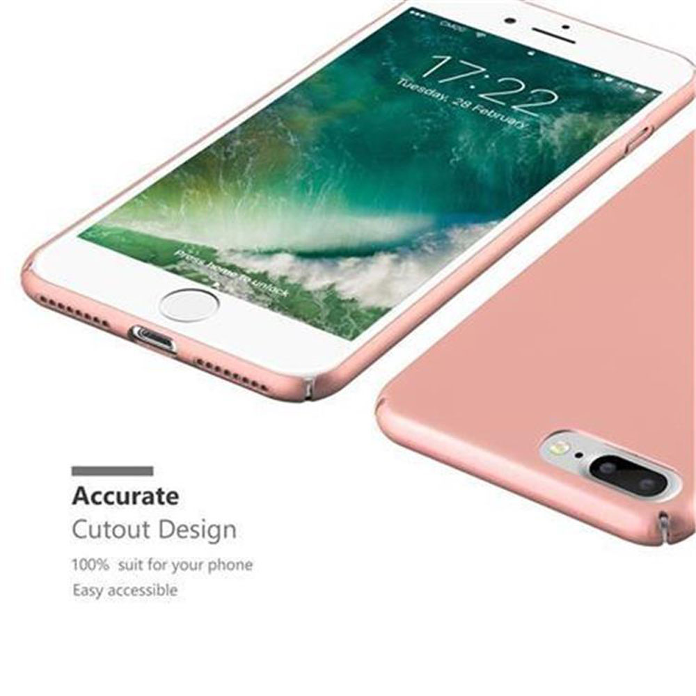 Telefono rosa con orologio. Testo: Accurate Cutout Design, 100% adatto al tuo telefono, facile accesso.