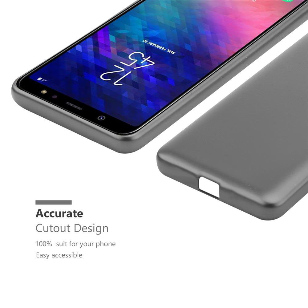 Zwei Handyhüllen. Eine in Grau, eine auf einem Telefon. Text 'Accurate Cutout Design'.