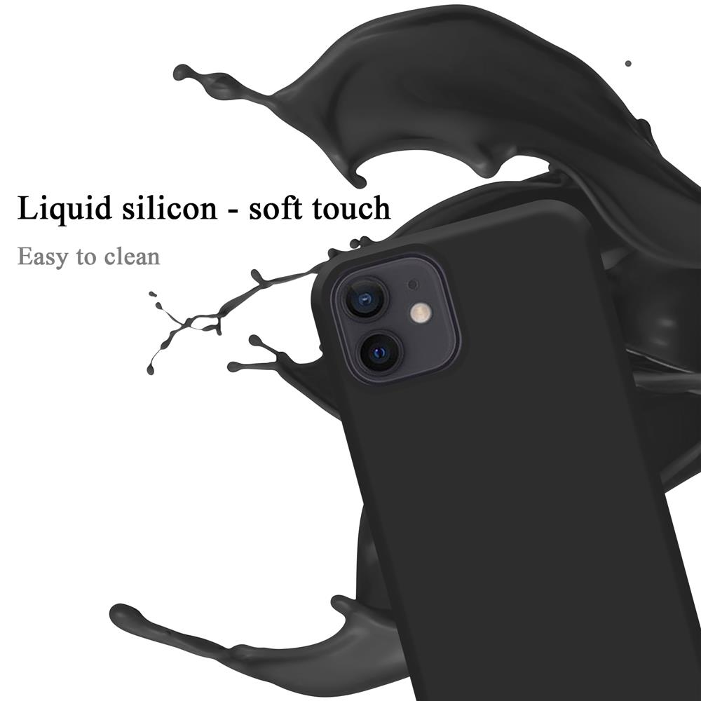 Schwarze Handyhülle mit Telefon. Flüssiges Silikon und Soft-Touch, leicht zu reinigen.