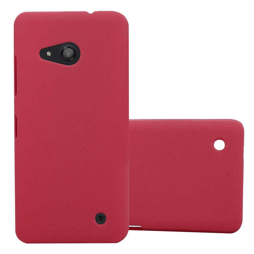Deux coques de téléphone rouges. Une debout, l'autre sur le côté. Les deux ont des découpes pour l'appareil photo et les boutons.