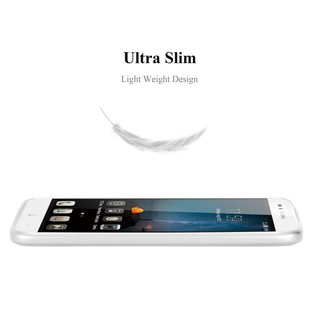Un telefono appoggiato piatto. Una piuma che fluttua. Il testo dice ultra sottile.