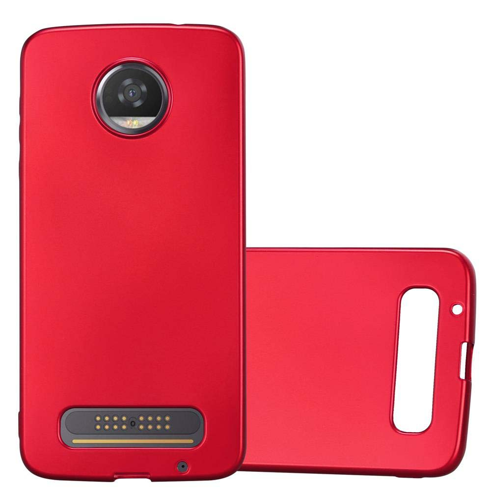 Dos fundas rojas para teléfono. Una de pie, la otra tumbada.