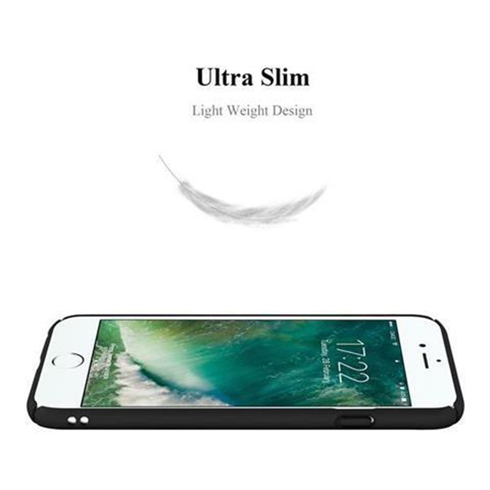 Weißes Telefon liegt flach. Der Bildschirm des Telefons ist an. Feder Grafik oben. Text: 'Ultra Slim, Light Weight'.