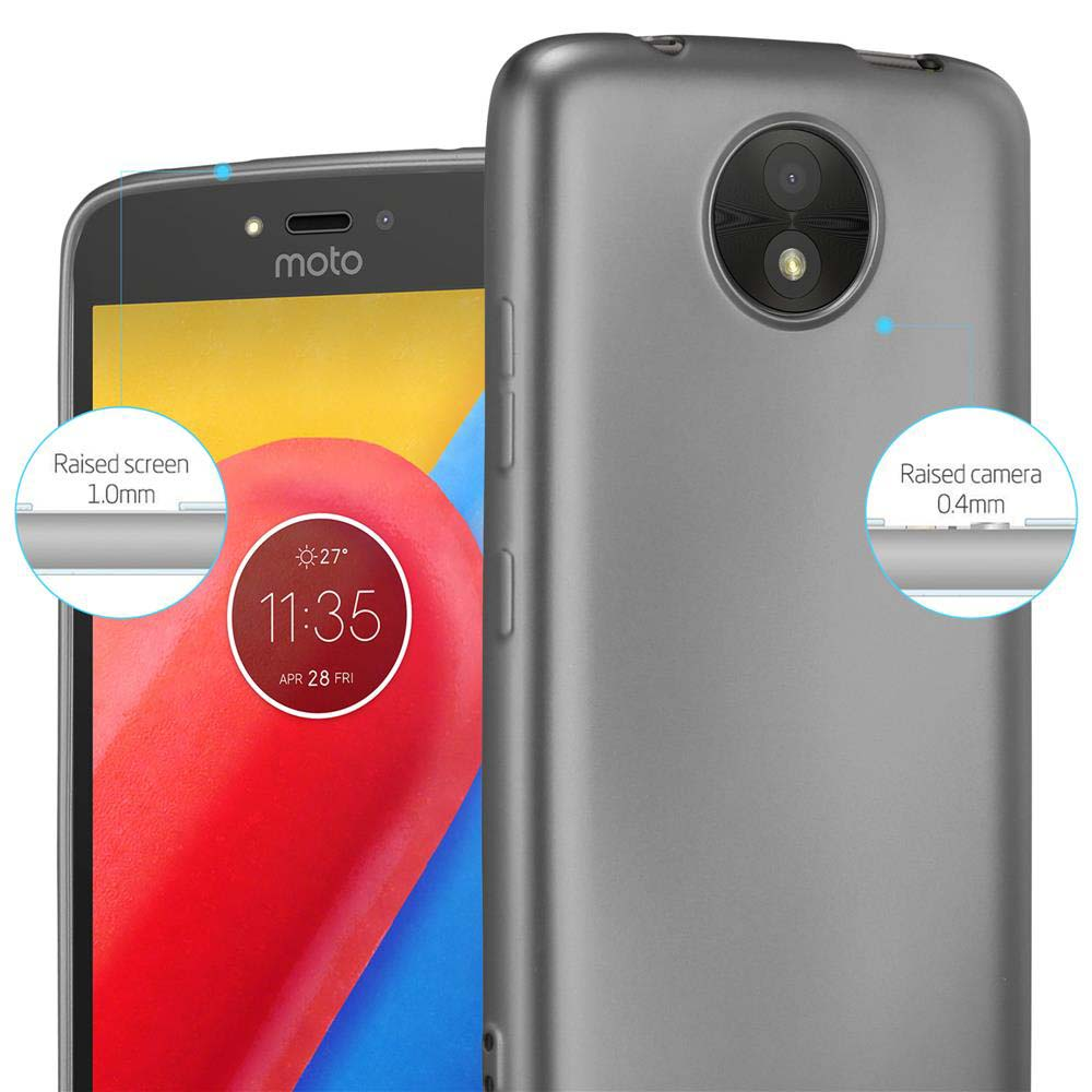 Ein graues Telefon und eine graue Handyhülle mit erhöhter Kamera.