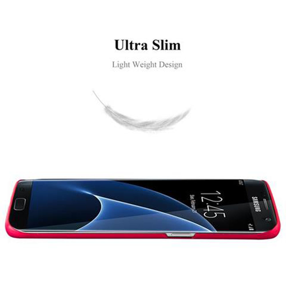 Custodia rossa per telefono. Testo: Ultra sottile, design leggero.