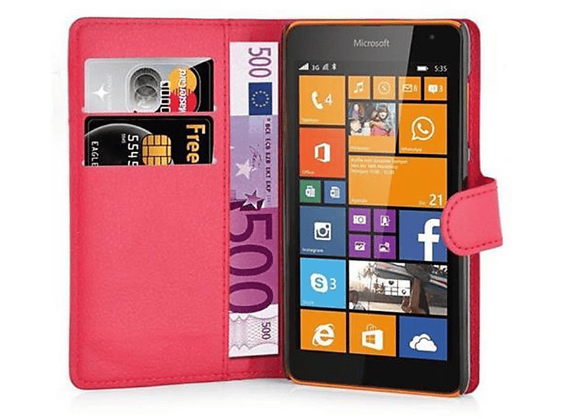 Cadorabo Custodia Libro per Nokia Lumia 535 in MARRONE PASTELLO - con