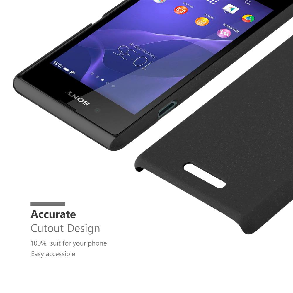 Schwarzes Telefon mit Bildschirm, eine schwarze Hülle. Der Telefonbildschirm zeigt Zeit und Symbole.