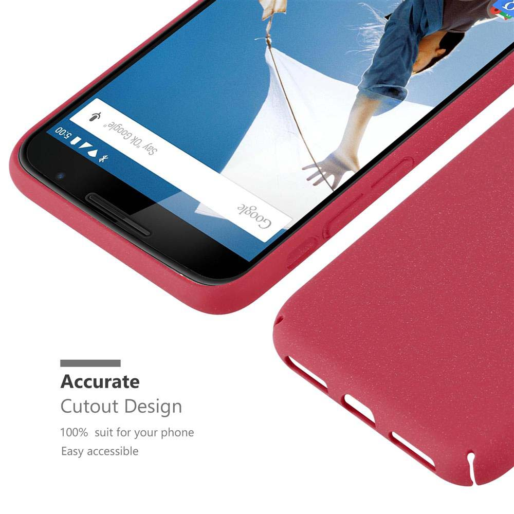 Rote Handyhülle mit Telefon. Telefon zeigt eine Google-Suchseite.