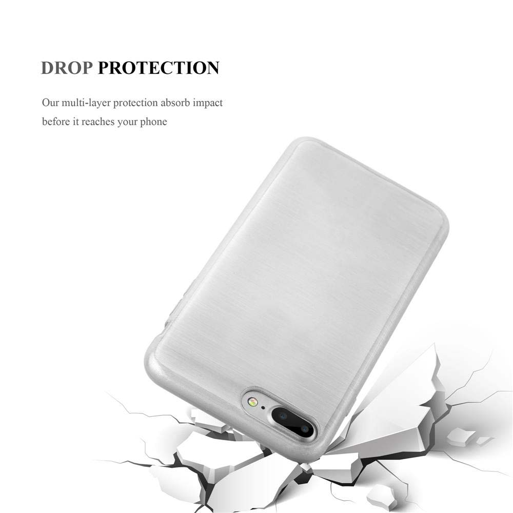 Funda plateada, efecto suelo agrietado. Texto: Protección contra caídas.