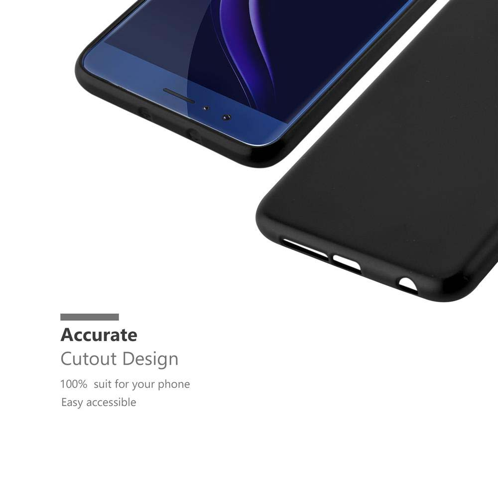 Due telefoni, uno con custodia e uno senza. La custodia ha un design di ritaglio preciso.