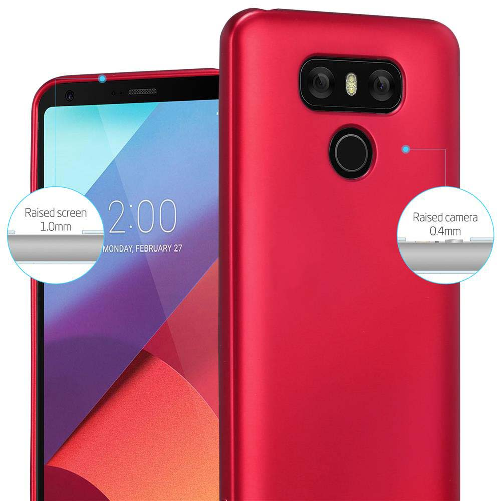 Due retrofiniture rosse del telefono. Uno mostra la faccia del telefono con data e ora. L'altro mostra la fotocamera.