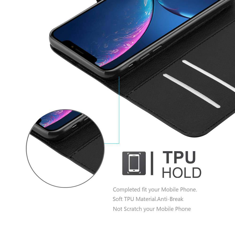Telefon in einer Brieftasche, mit Schutzfunktionen. Weißer Hintergrund.