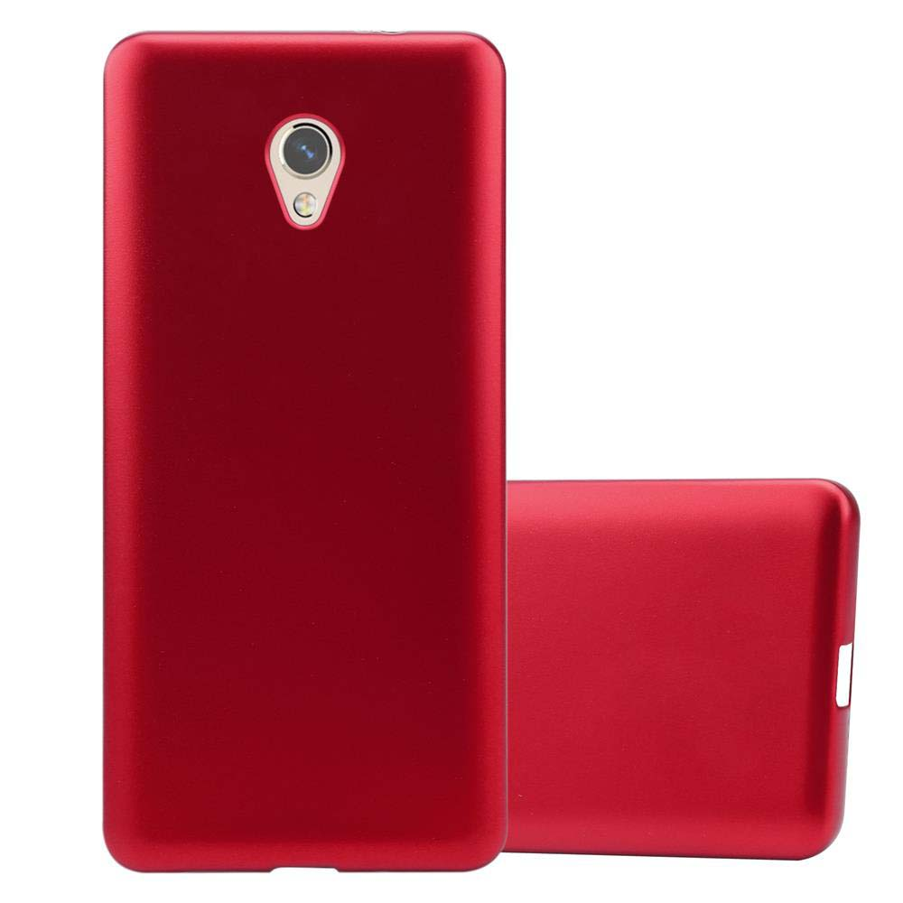 Custodia rossa per telefono con foro per fotocamera. C'è una seconda custodia.